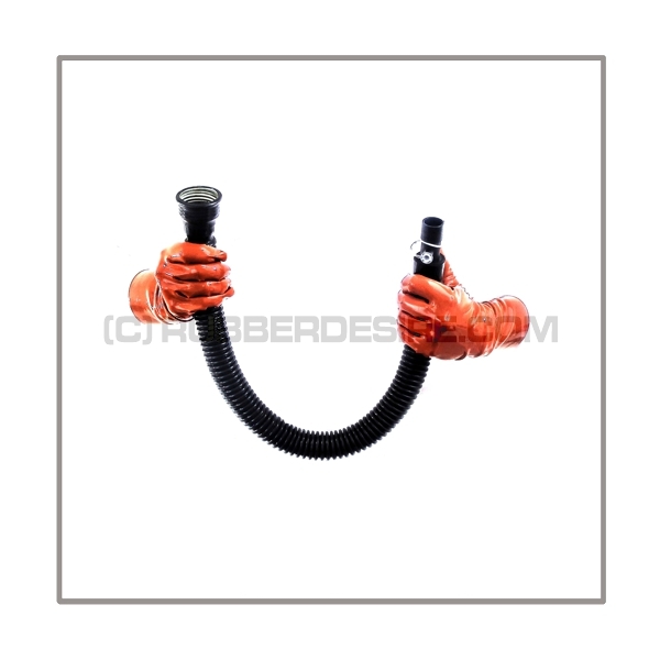 Gasmask-tube T50-D-FR highly flexible with length 50 cm = 20 inch, gasmask thread female and 22 mm mediport female with breathing-reduction-adaptor